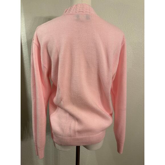 VINTAGE BEDFORD FAIR Sweater | Soft Pink Cozy Crewneck Mock Turkleneck  | MEDIUM - Picture 3 of 6